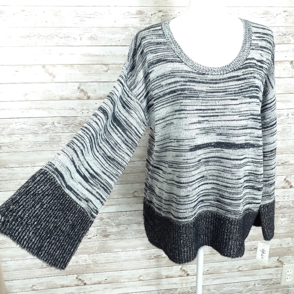 Style & Co Sweater Heathered Black White E - Picture 2 of 5